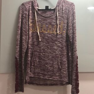 Burgudy Space-dye Graphic Hoodie Knit Shirt